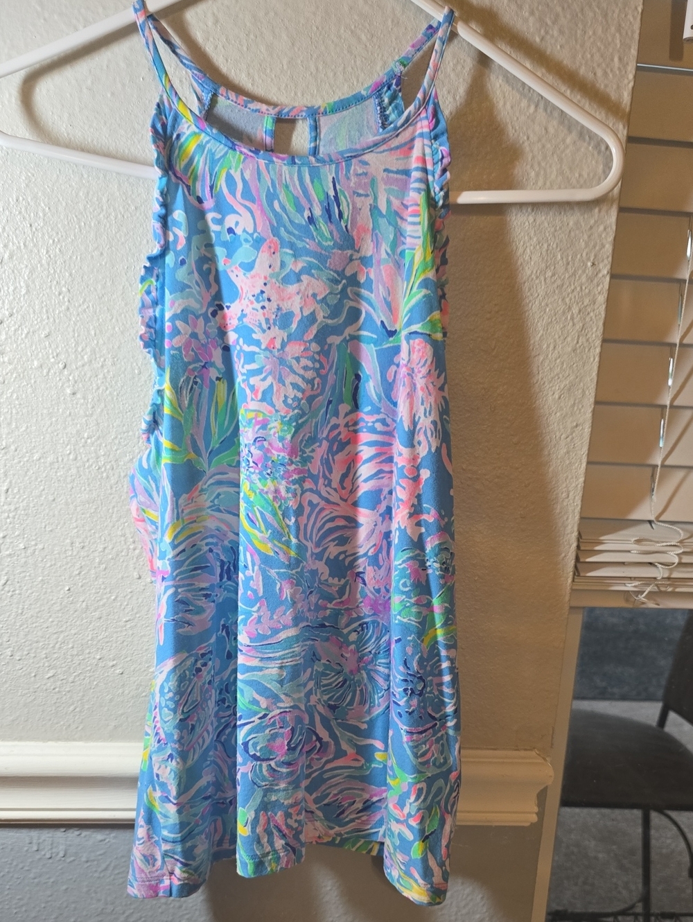 LILY PULITZER Colorful Blue Floral Sleeveless Summer Top